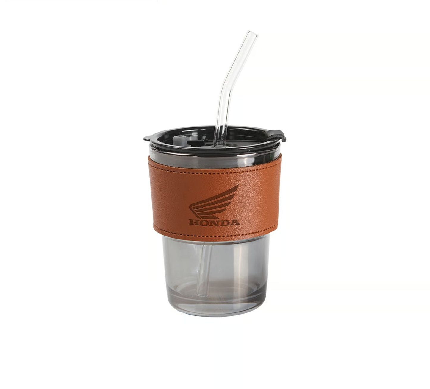 Vaso de vidrio con popote