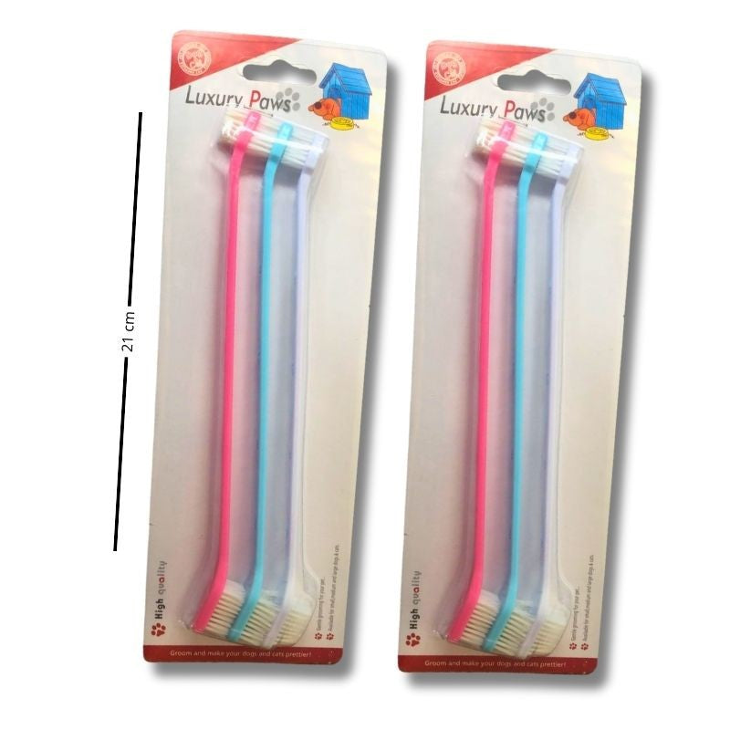 Cepillo dental doble para perro 3 piezas