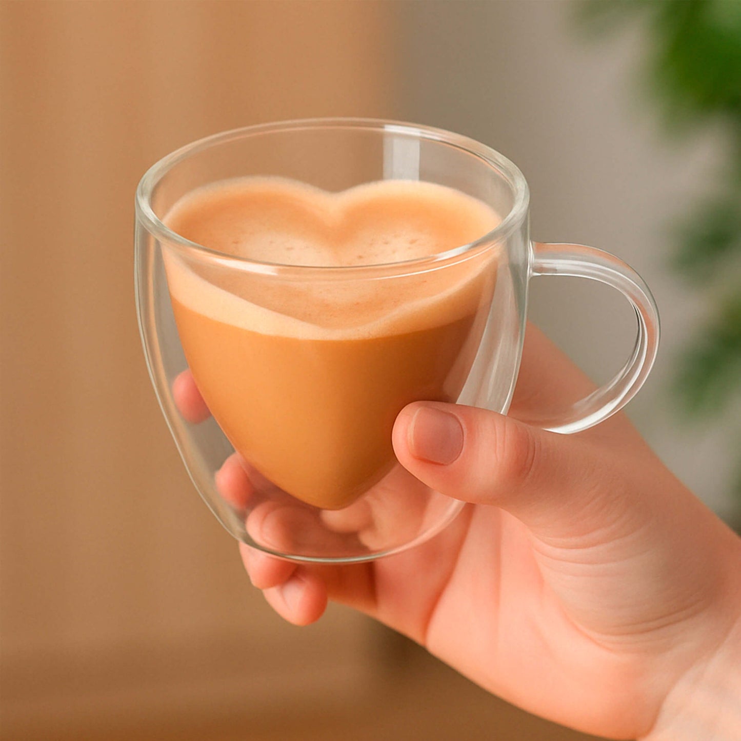 Taza de vidrio corazón