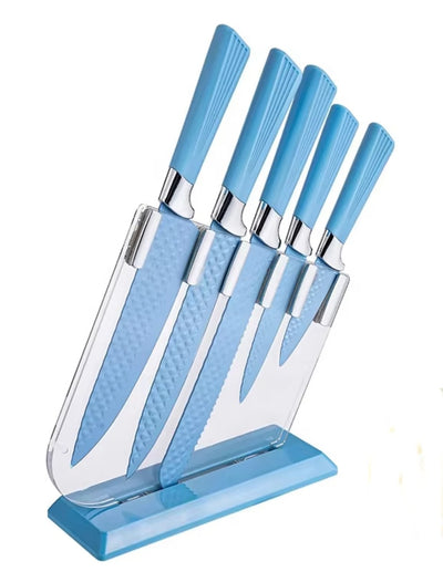 Juego de 5 cuchillos con base