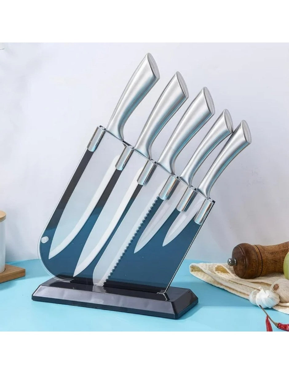 Juego de cuchillos de cocina 5 piezas y base