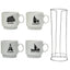 JUEGO DE 4 TAZAS DE CAFE APILABLES CON ESTANTE DE METAL 9x9 cm