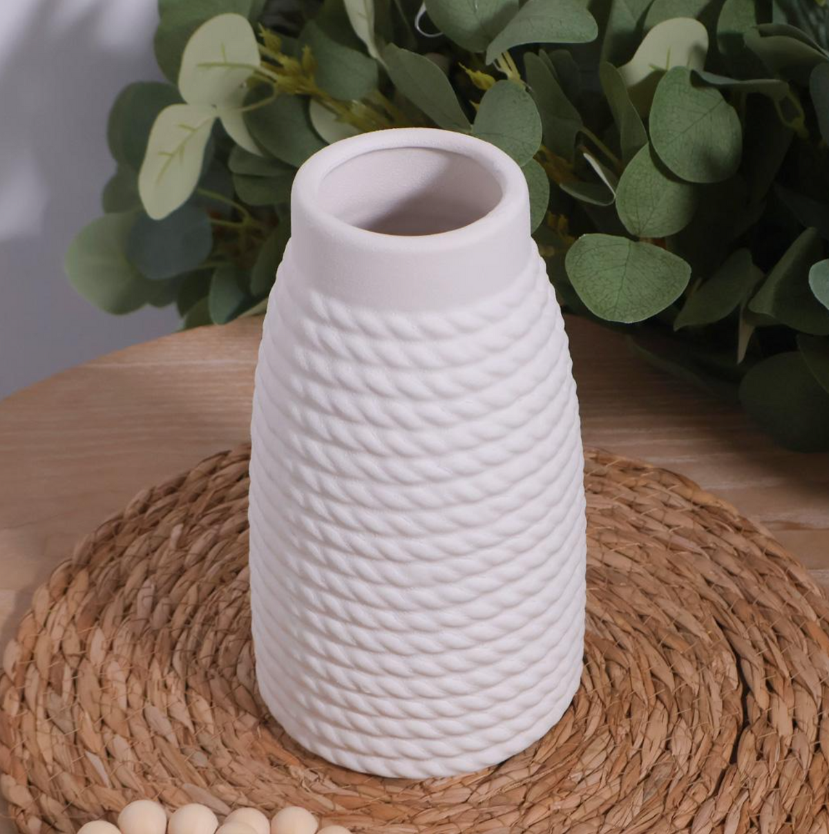Florero Blanco de ceramica 20 cm