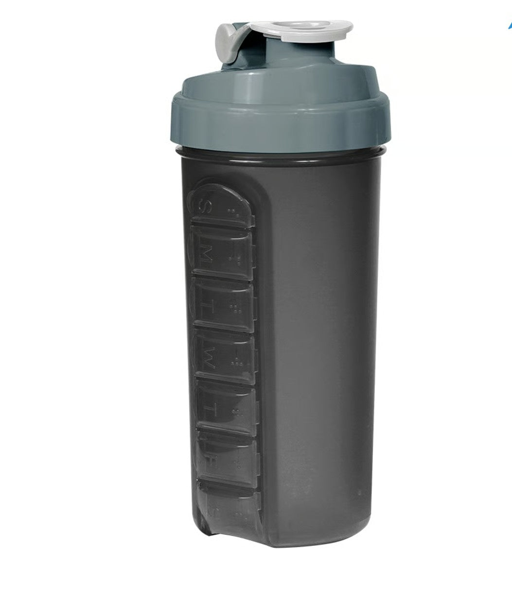 Botella con pastillero