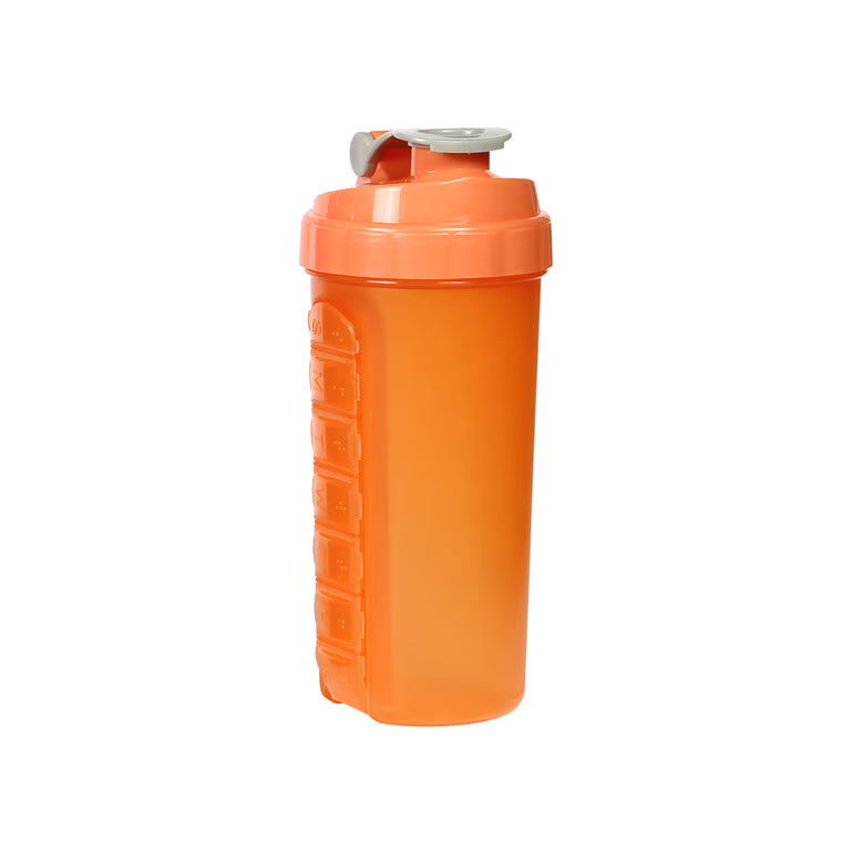 Botella con pastillero