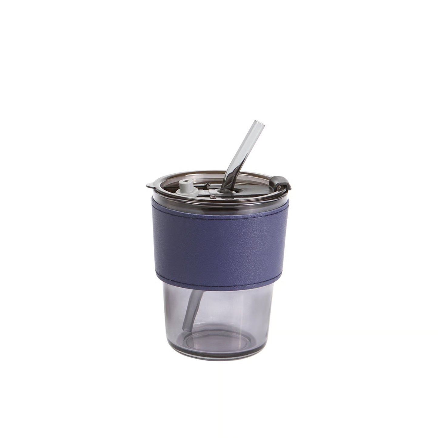 Vaso de vidrio con popote