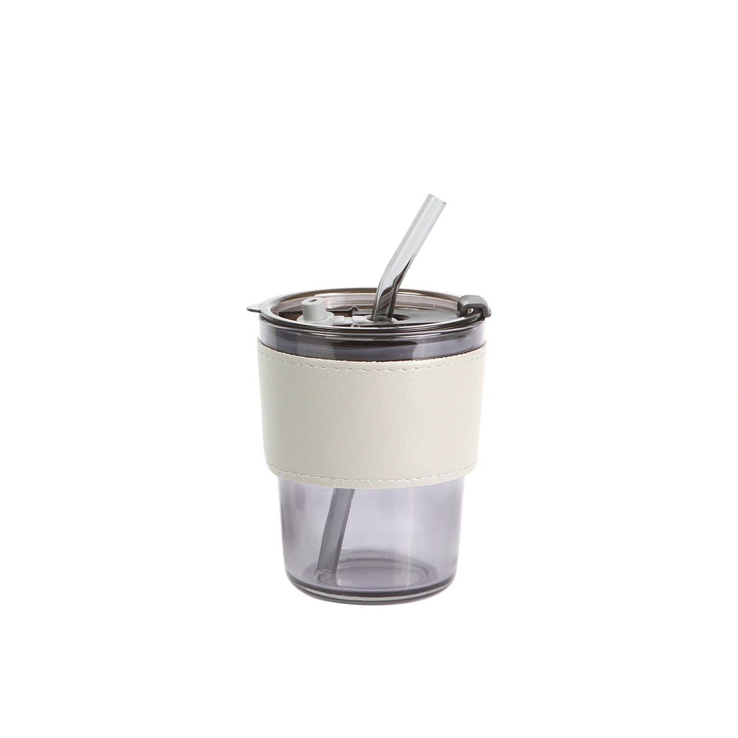Vaso de vidrio con popote