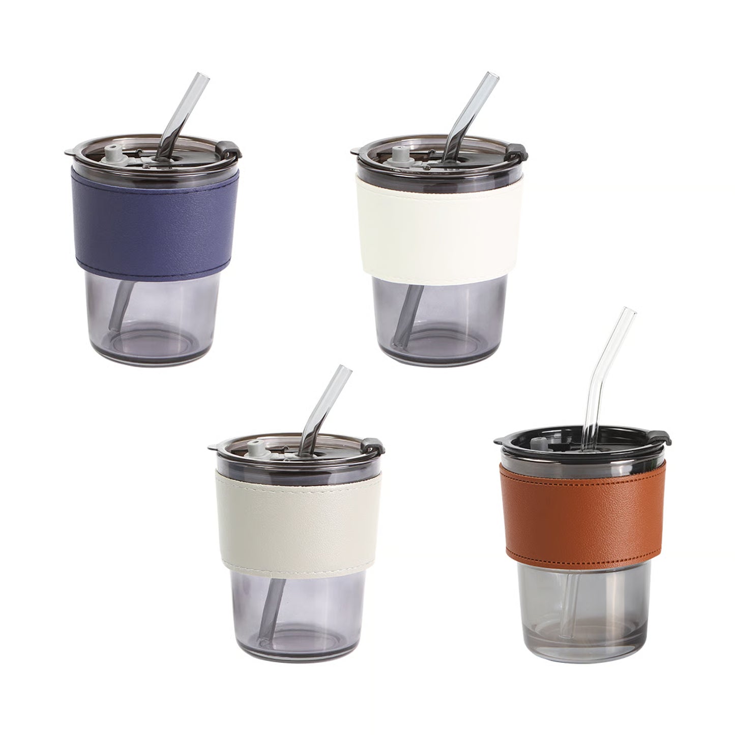Vaso de vidrio con popote