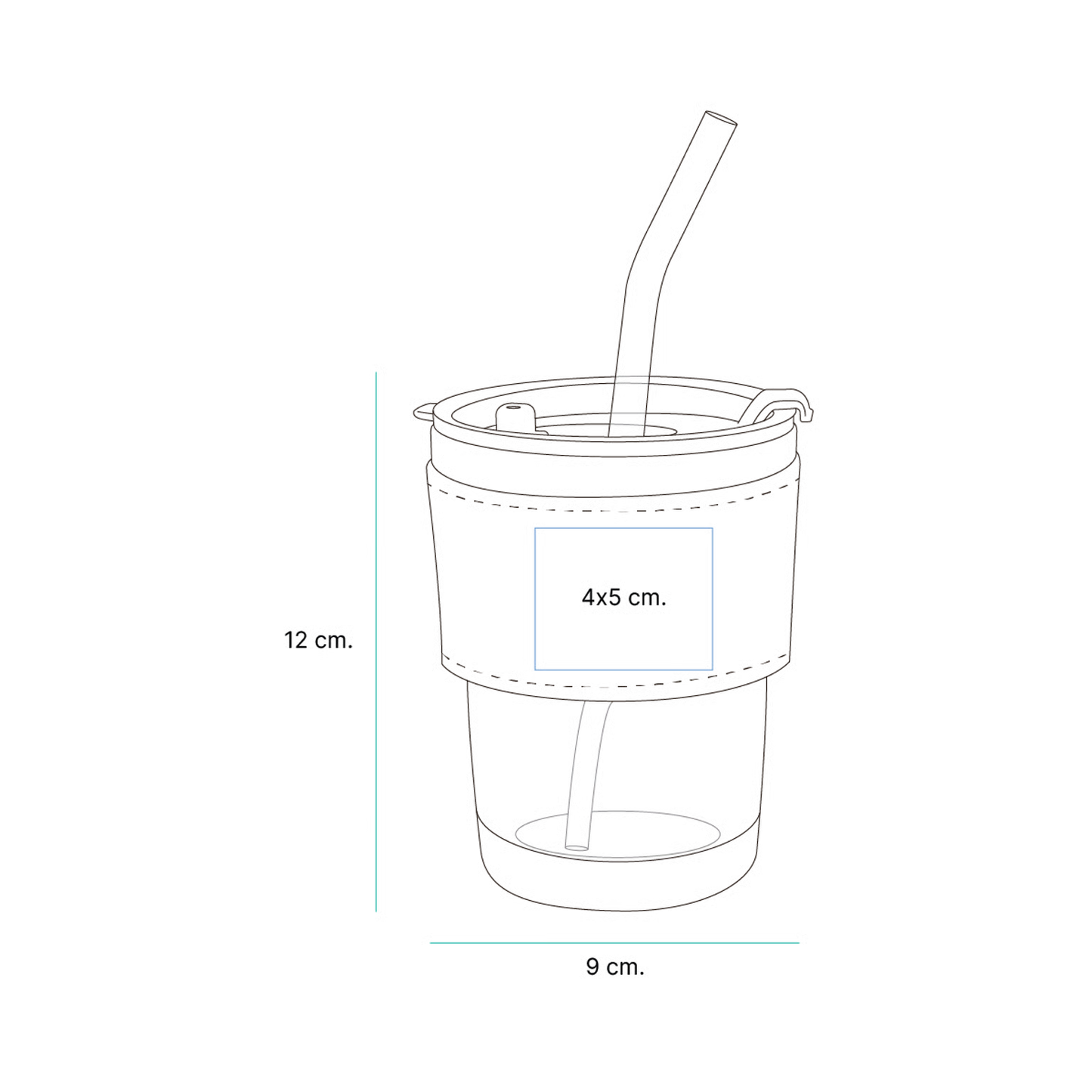 Vaso de vidrio con popote